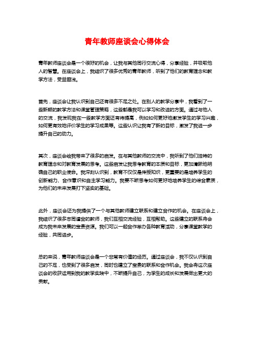 青年教师座谈会心得体会