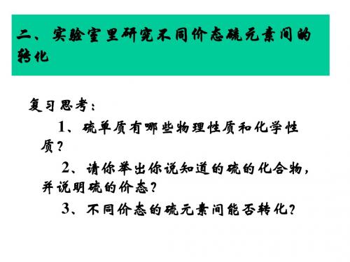 研究不同价态硫元素间的转化