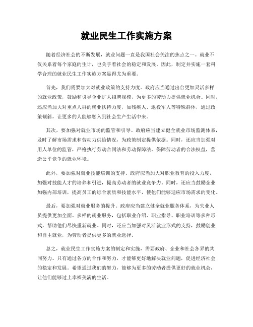 就业民生工作实施方案