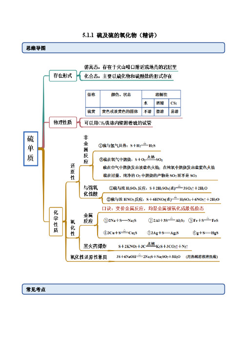 硫及硫的氧化物(精讲)