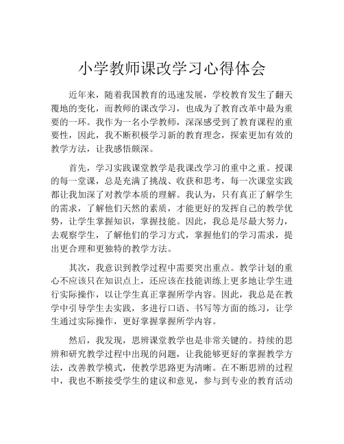 小学教师课改学习心得体会