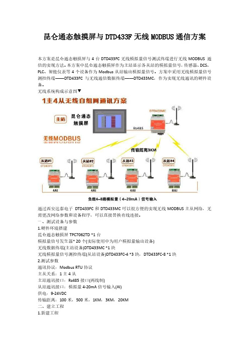 昆仑通态触摸屏与DTD433F无线MODBUS通信方案