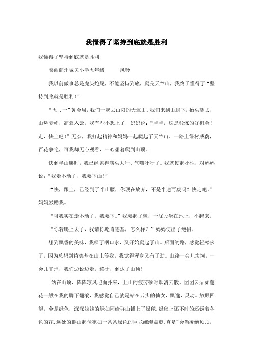 我懂得了坚持到底就是胜利_小学五年级作文800字