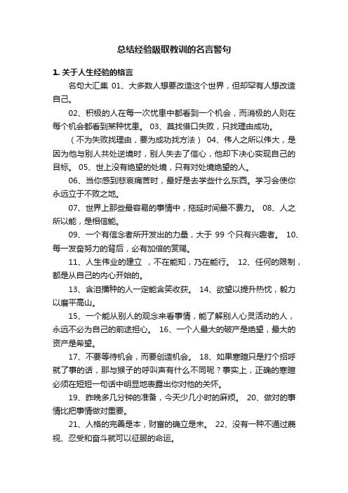 总结经验吸取教训的名言警句