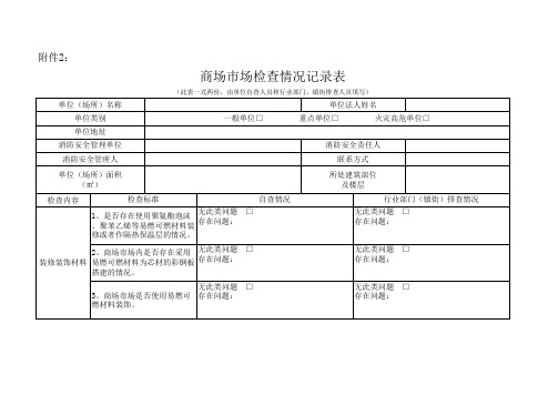 消防商场市场检查情况记录表