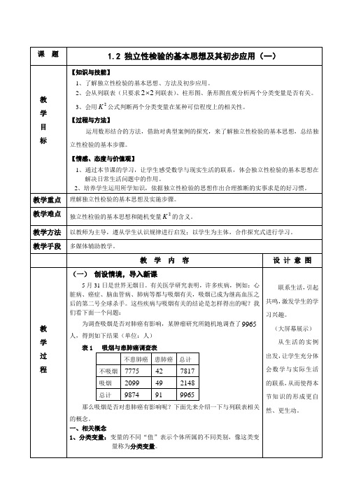 《独立性检验的基本思想及其初步应用》