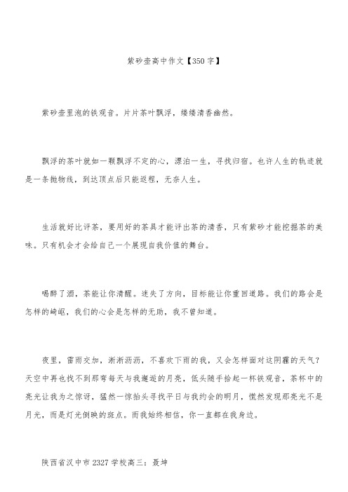 紫砂壶 高中作文【350字】