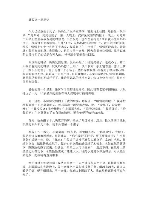 最新暑假第一周周记1