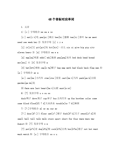 48个音标对应单词