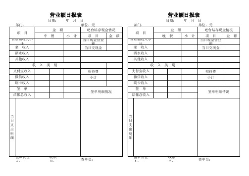 饭店营业额收入支出日报表