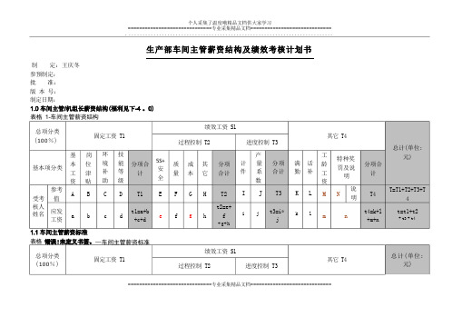 车间主管薪资结构及绩效考核管理办法