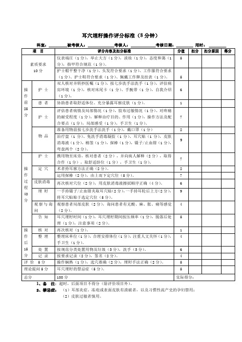 最新耳穴压豆评分标准 