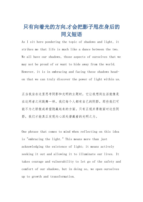 只有向着光的方向,才会把影子甩在身后的同义短语