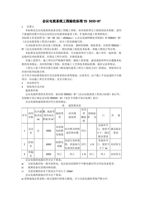 会议电视系统工程验收标准