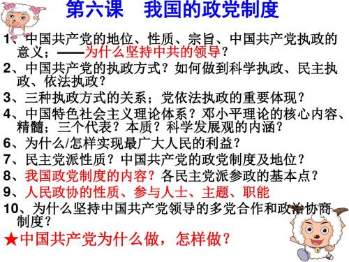 政治生活第三单元第六课  我国的政党制度