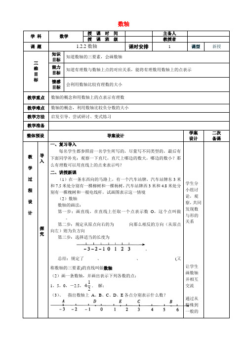 七年级数学上册 1.2.2数轴教案 (新版)新人教版