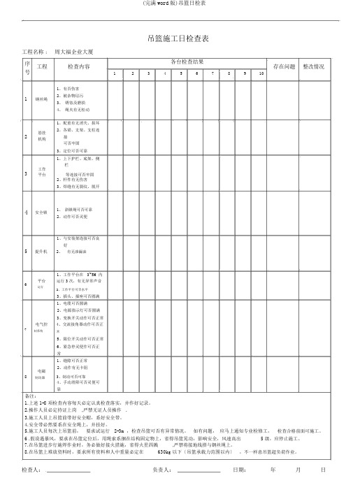 (完整word版)吊篮日检表