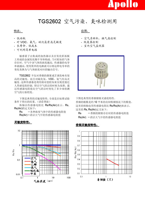 家居香烟气CO甲醛甲苯VOC检测传感器TGS2602