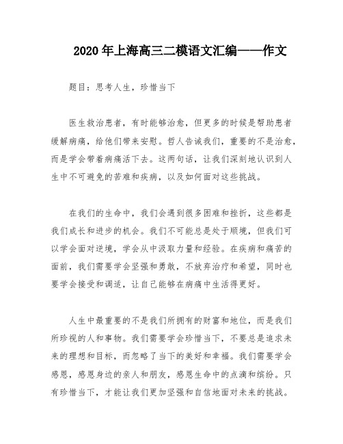 2020年上海高三二模语文汇编——作文