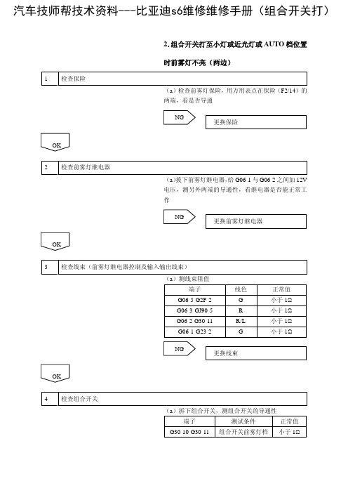 比亚迪s6维修维修手册(组合开关打)