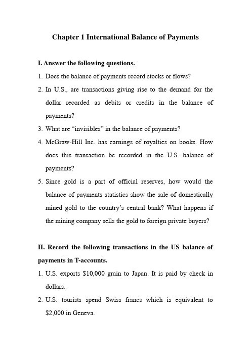 Classroom Exercises 国际金融 课堂练习