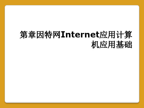 第章因特网Internet应用计算机应用基础