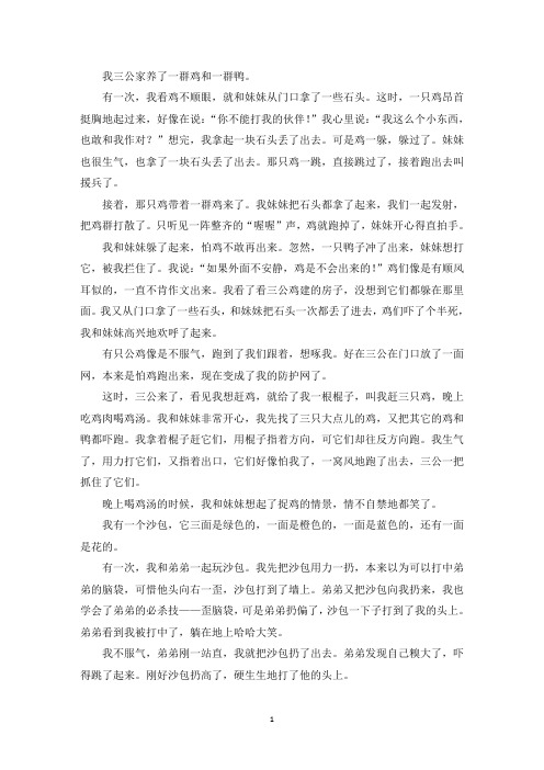 精选优秀作文赶鸡