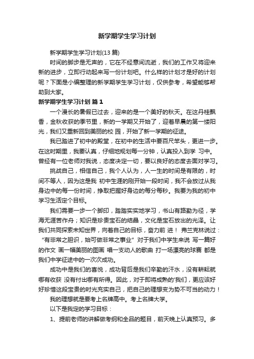 新学期学生学习计划（13篇）