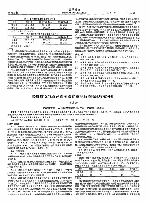 经纤维支气管镜灌洗治疗重症肺炎临床疗效分析