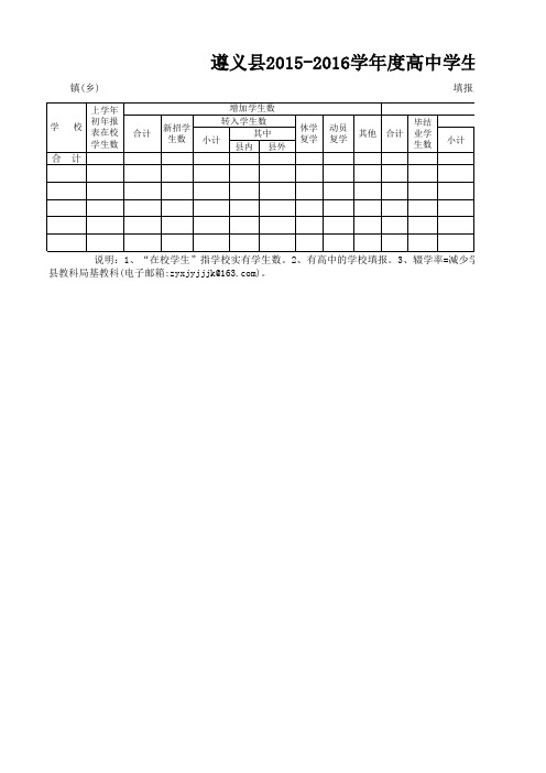 2016秋学生本期与上一学期基本情况表、变动表