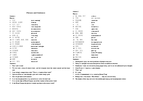 初三Module 1-Module6 phrases and sentences