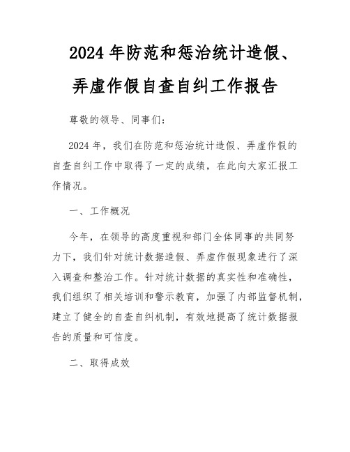 2024年防范和惩治统计造假、弄虚作假自查自纠工作报告