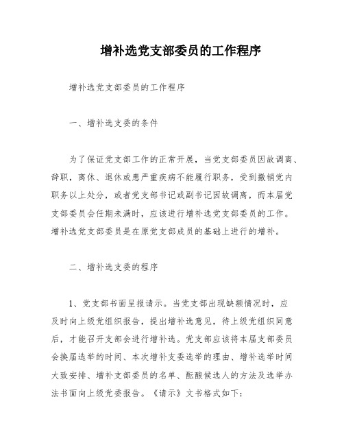 增补选党支部委员的工作程序