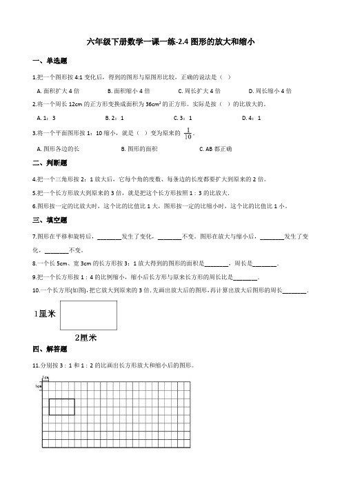 六年级下册数学一课一练-2.4图形的放大和缩小 北师大版(含答案)