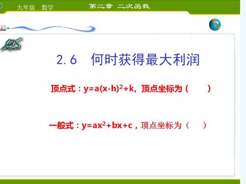 数学北师大版九年级下册最大利润型的应用