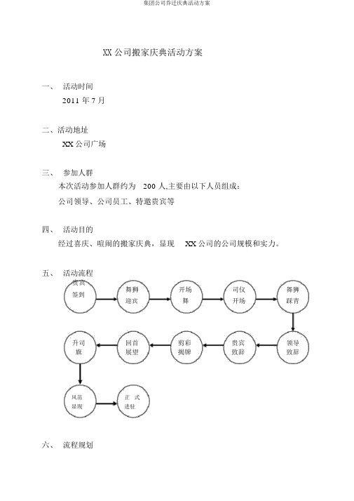 集团公司乔迁庆典活动方案