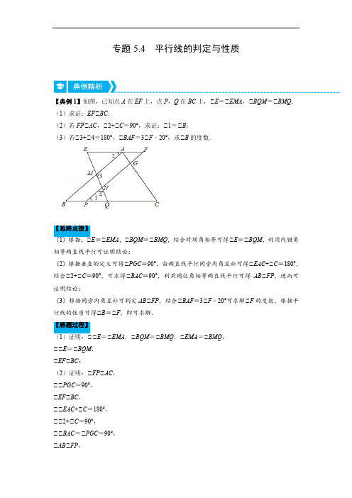 平行线的判定与性质(重点题专项讲练)(人教版)(解析版)