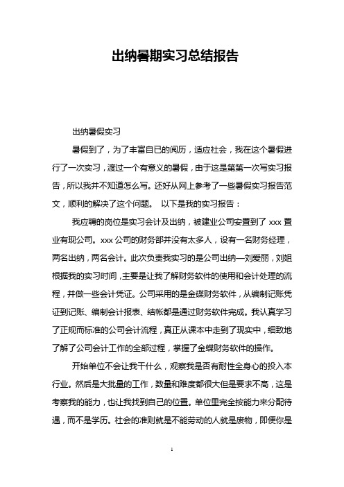 出纳暑期实习总结报告