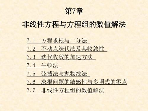 数值分析--第7章非线性方程与方程组的数值解法