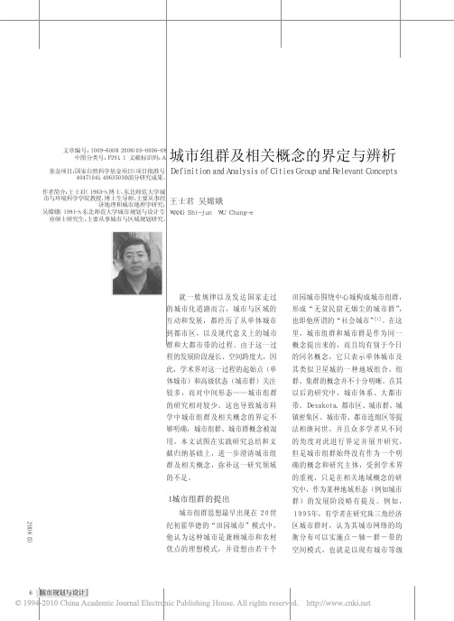 城市组群及相关概念的界定与辨析