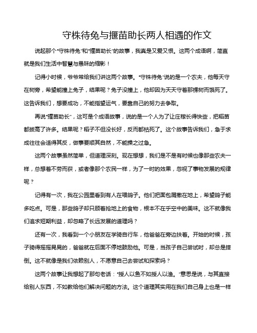 守株待兔与揠苗助长两人相遇的作文