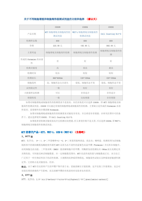 细胞试剂盒的选择