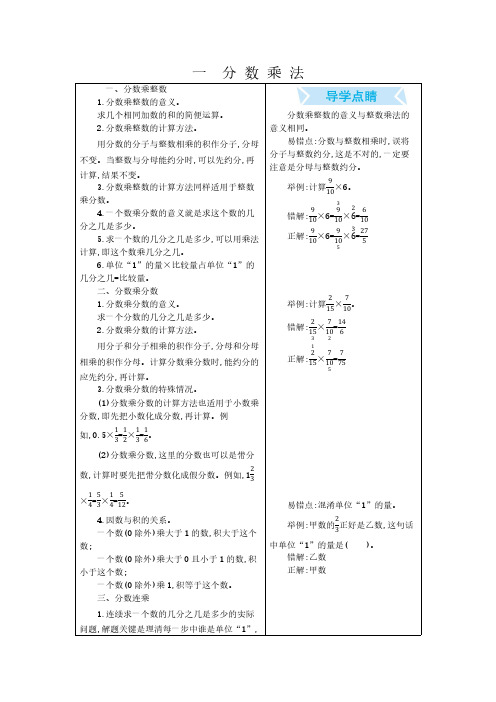 北京版六年级上册数学全册知识小结