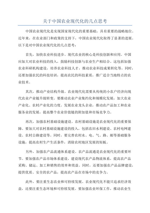 关于中国农业现代化的几点思考