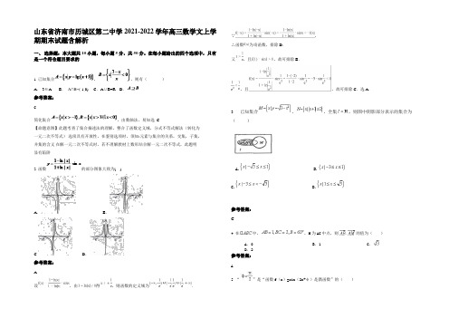 山东省济南市历城区第二中学2021-2022学年高三数学文上学期期末试题含解析