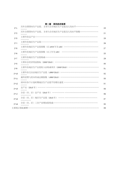 漳州统计2014年鉴(2国民经济核算)