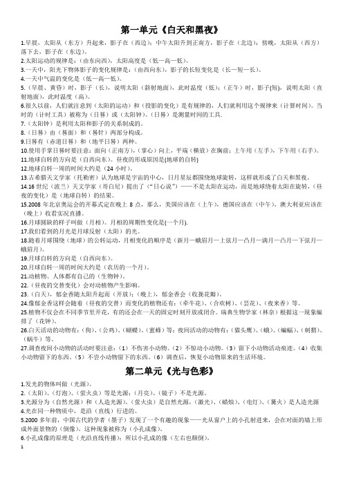 五六年级科学知识点整理