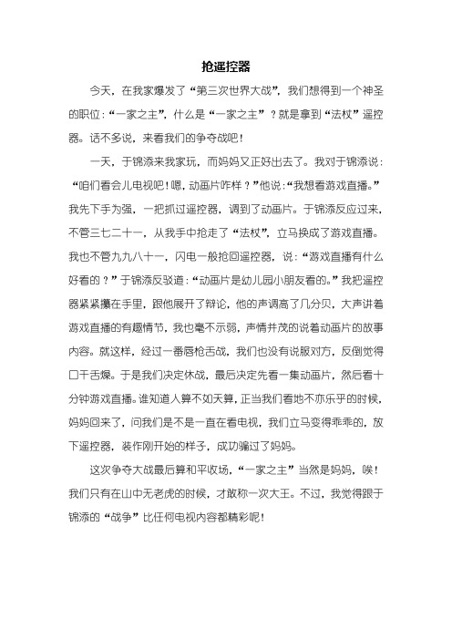 四年级作文:抢遥控器作文500字