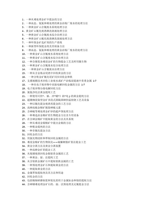 提取黄金方法资料目录集