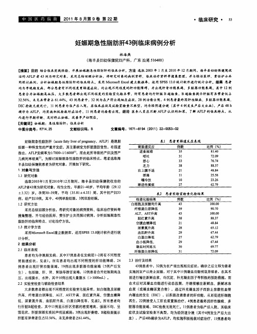 妊娠期急性脂肪肝43例临床病例分析